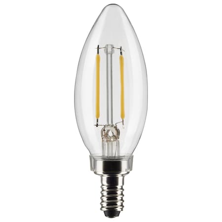 Satco 3 Watt B11 LED Lamp, Clear, Candelabra Base, 90 CRI, 2700K, 120 Volts S21262